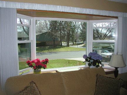 White Vinyl Bay With Flowers